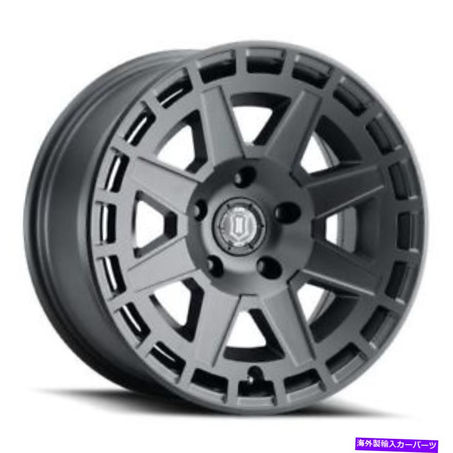 ホイール　４本セット 17x8.5アイコン合金コンパスサテンブラックホイール5x5（-6mm）セット4 17x8.5 Icon Alloys Compass Satin Black Wheels 5x5 (-6mm) Set of 4【並行輸入品】