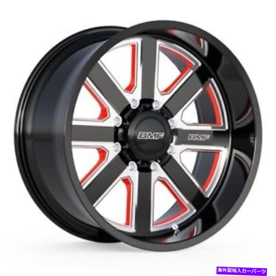 ホイール　４本セット 22x10.5 BMF HUSTLE-Rブラック＆ミルドW/レッドホイール8x180（-25mm）セット4のセット 22x10.5 BMF Hustle-R Black & Milled W/Red Wheels 8x180 (-25mm) Set of 4【並行輸入品】