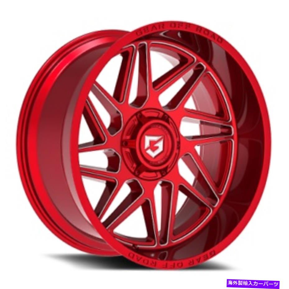 ホイール　４本セット 22x12ギアオフロード761RM赤いミル付きホイール8x6.5（-44mm）セット4 22x12 Gear Off Road 761RM Red Milled Wheels 8x6.5 (-44mm) Set of 4【並行輸入品】