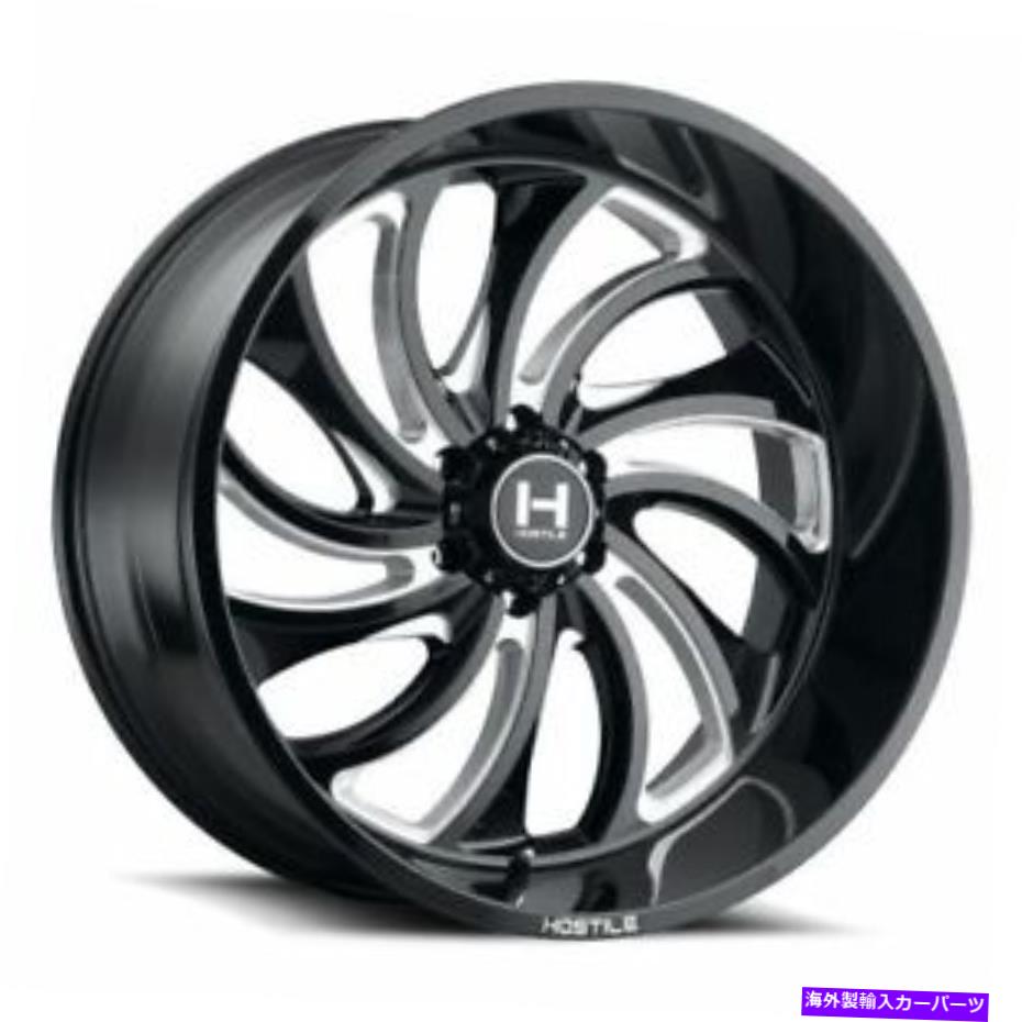 ホイール　４本セット 20x10敵対的なH118デーモンブレードカット（ブラックミリング）ホイール6x5.5（-25mm）セット4セット 20x10 Hostile H118 Demon Blade Cut (Black Milled) Wheels 6x5.5 (-25mm) Set of 4【並行輸入品】