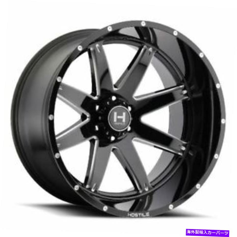ホイール　４本セット 20x12敵対的なH109アルファブレードカット（ブラックミリング）ホイール5x5（-44mm）セット4セット 20x12 Hostile H109 Alpha Blade Cut (Black Milled) Wheels 5x5 (-44mm) Set of 4【並行輸入品】
