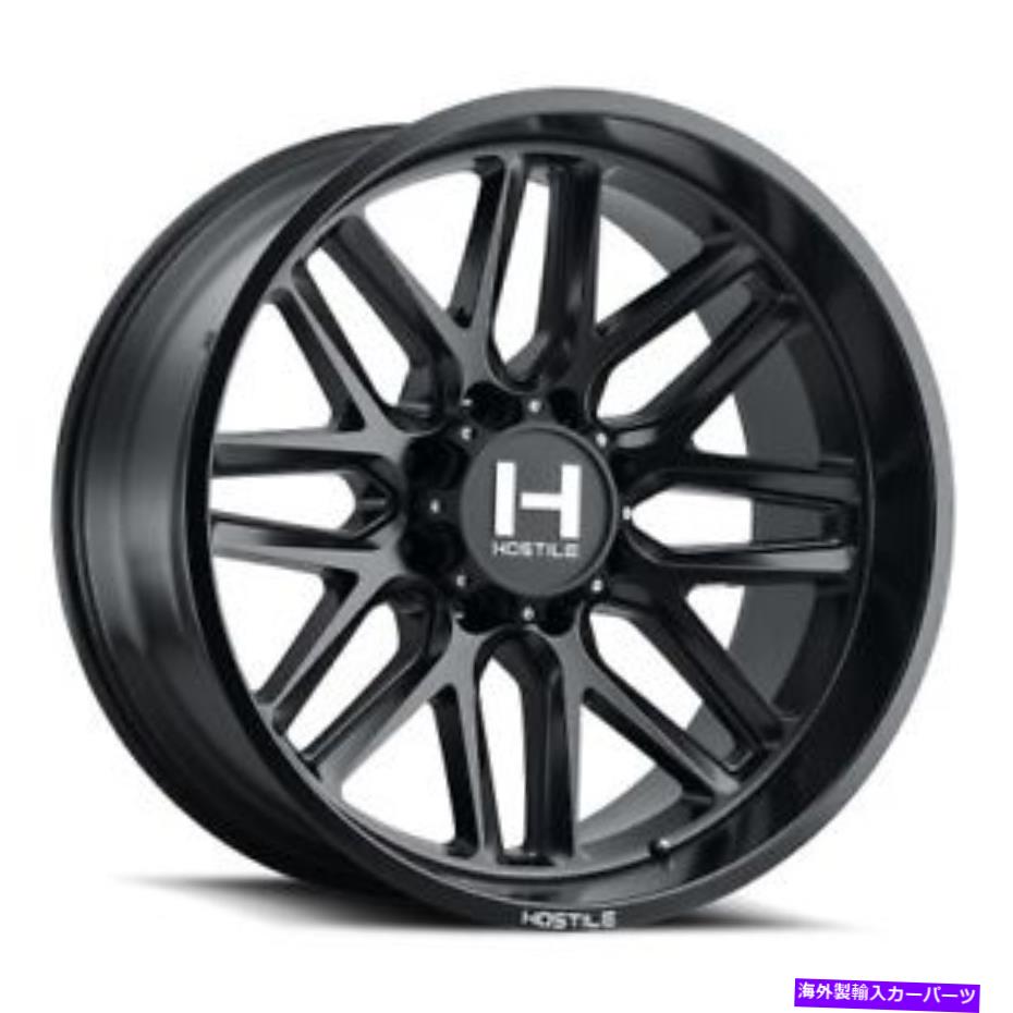 ホイール　４本セット 22x10敵対的H120バルカンアスファルト（マットブラック）ホイール8x6.5（-25mm）セット4 22x10 Hostile H120 Vulcan Asphalt (Matte Black) Wheels 8x6.5 (-25mm) Set of 4【並行輸入品】