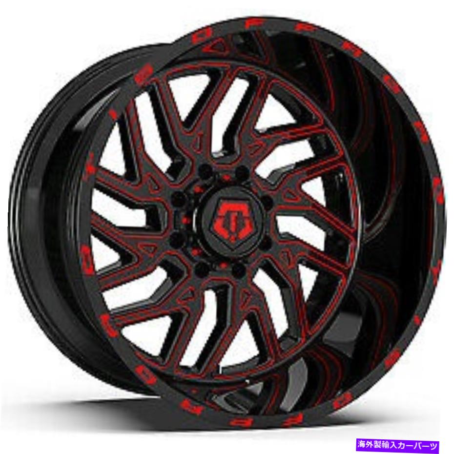 ホイール　４本セット 22x12 TIS 544BMR GLOSS BLACK RED MILLED WHEELS 8x6.5（-44mm）セット4 22x12 TIS 544BMR Gloss Black Red Milled Wheels 8x6.5 (-44mm) Set of 4【並行輸入品】