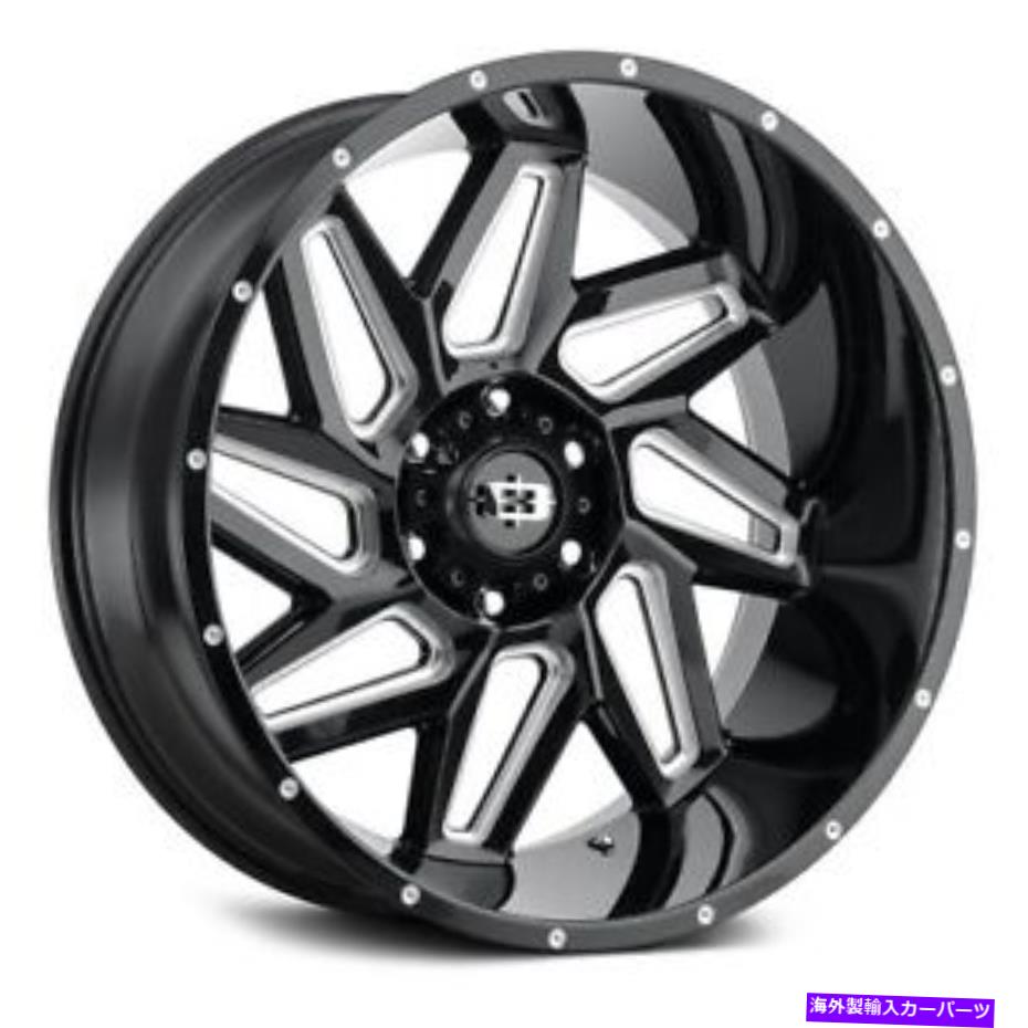 ホイール　４本セット 22x12ビジョンオフロード361スパイダーグロスブルクミリングホイール6x5.5（-57mm）セット4 22x12 Vision Off-Road 361 Spyder Gloss Blk Milled Wheels 6x5.5 (-57mm) Set of 4【並行輸入品】
