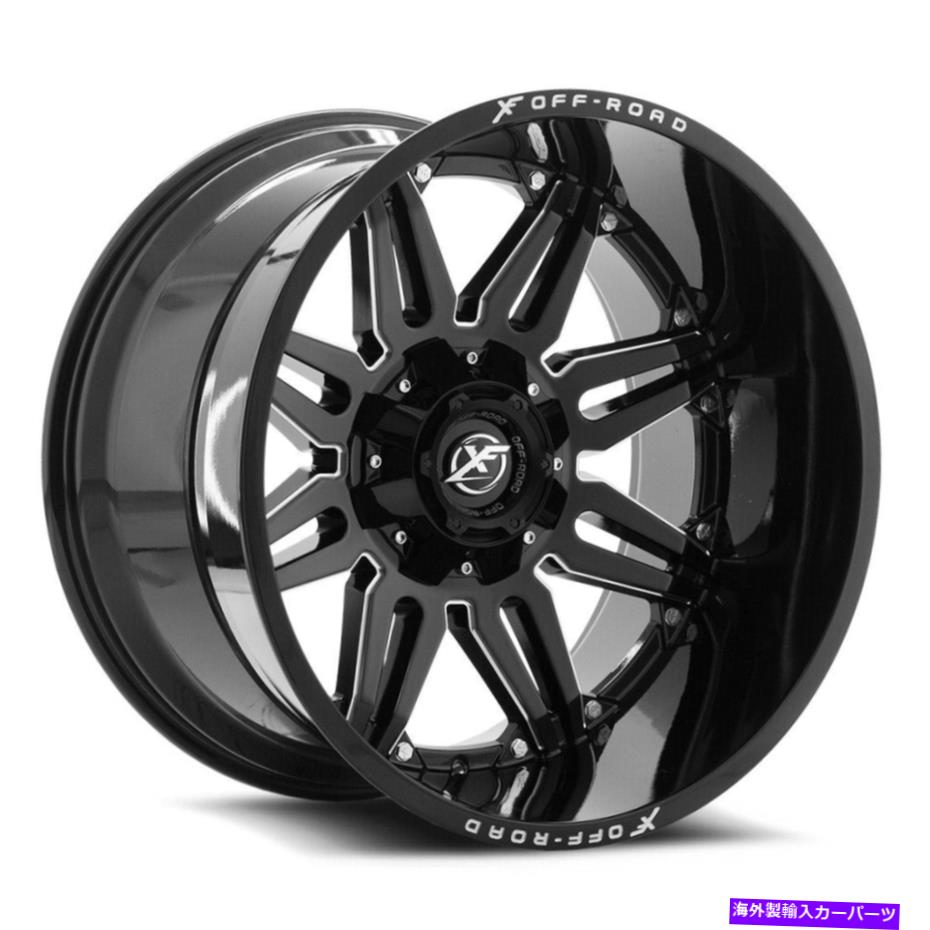ホイール　４本セット 24x14 XFオフロードXF-204グロスブラックミリングホイール8ラグブランク（-76mm）セット4 24x14 XF Off-Road XF-204 Gloss Black Milled Wheels 8 Lug Blank (-76mm) Set of 4【並行輸入品】