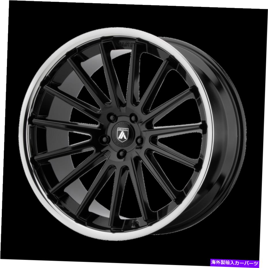 ホイール　４本セット 20x10.5 asantiブラックABL-24グロスブラッククロムリップホイール5x4.5（38mm）セット4 20x10.5 Asanti Black ABL-24 Gloss Black Chrome Lip Wheels 5x4.5 (38mm) Set of 4【並行輸入品】