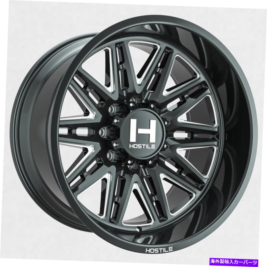 ホイール　４本セット 20x12敵対的なH126マニアックブレードカット（ブラックミリング）ホイール8x180（-44mm）セット4 20x12 Hostile H126 Maniac Blade Cut (Black Milled) Wheels 8x180 (-44mm) Set of 4【並行輸入品】