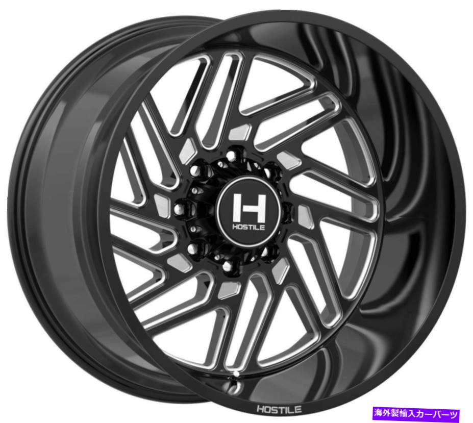 ホイール　４本セット 20x9敵対的なH116ジグソーブレードカット（ブラックミリング）ホイール8x6.5（0mm）セット4 20x9 Hostile H116 Jigsaw Blade Cut (Black Milled) Wheels 8x6.5 (0mm) Set of 4【並行輸入品】