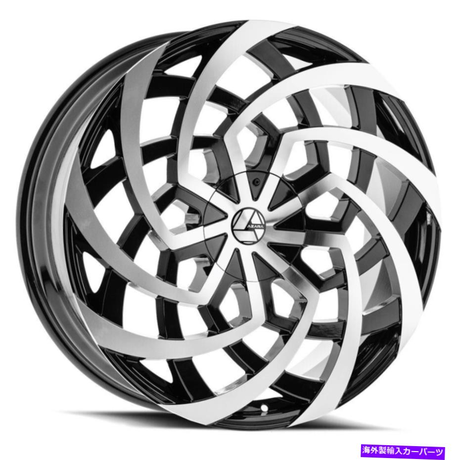 ホイール　４本セット 24x9 azara aza-521グロスブラックと機械加工ホイールブランク（18mm）セット4 24x9 Azara AZA-521 Gloss Black & Machined Wheels Blank (18mm) Set of 4【並行輸入品】