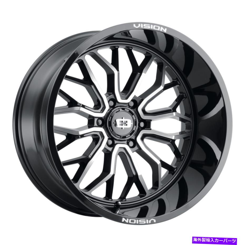 ホイール　４本セット 24x12 Vision 402 Riot Glossブラック機械加工フェイスホイール6x5.5（-51mm）セット4 24x12 Vision 402 Riot Gloss Black Machined Face Wheels 6x5.5 (-51mm) Set of 4【並行輸入品】