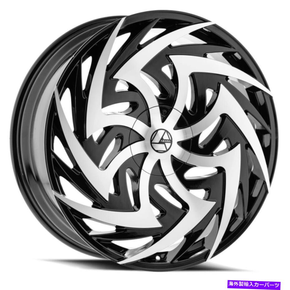 ホイール　４本セット 26x9.5 azara aza-520グロスブラックと機械加工ホイールブランク（15mm）セット4 26x9.5 Azara AZA-520 Gloss Black & Machined Wheels Blank (15mm) Set of 4【並行輸入品】