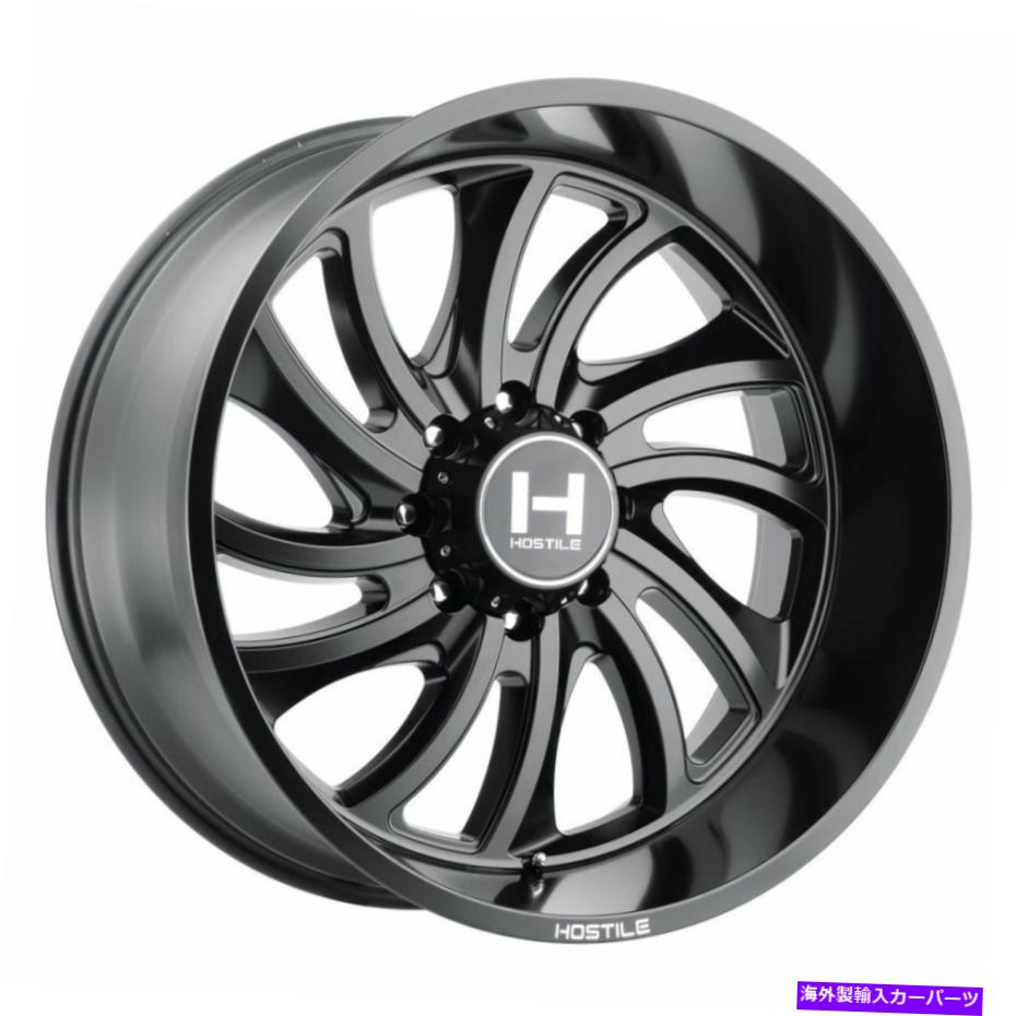 ホイール　４本セット 22x12敵対的H118デーモンアスファルト（サテンブラック）ホイール8x170（-44mm）セット4 22x12 Hostile H118 Demon Asphalt (Satin Black) Wheels 8x170 (-44mm) Set of 4【並行輸入品】