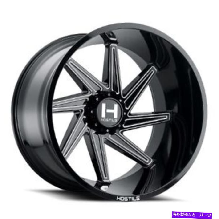 ホイール　４本セット 22x12敵対的なH119 DAGRブラックミリング指向性ホイール8x180（-44mm）セット4 22x12 Hostile H119 DAGR Black Milled DIRECTIONAL Wheels 8x180 (-44mm) Set of 4【並行輸入品】