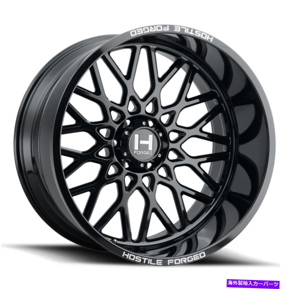ホイール　４本セット 22x12敵対的な鍛造HF08サベージグロスブラックホイール6x5.5（-44mm）セット4 22x12 Hostile Forged HF08 Savage Gloss Black Wheels 6x5.5 (-44mm) Set of 4【並行輸入品】