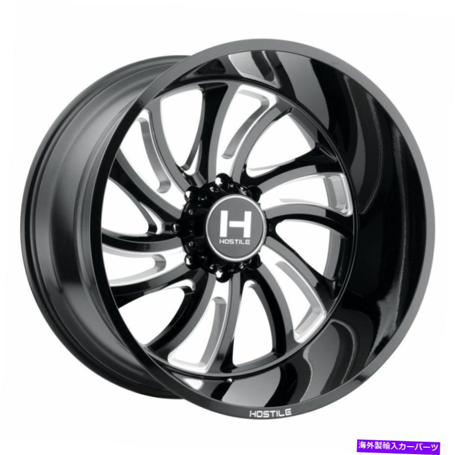 ホイール　４本セット 20x12敵対的なH118デーモンブレードカット（ブラックミリング）ホイール8x6.5（-44mm）セット4 20x12 Hostile H118 Demon Blade Cut (Black Milled) Wheels 8x6.5 (-44mm) Set of 4【並行輸入品】