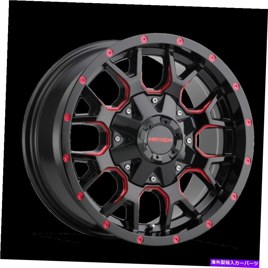 ホイール　４本セット 20x10 Mayhem Warrior Black W/Prism Red Wheels 6x135/6x5.5（-25mm）セット4 20x10 MAYHEM Warrior Black W/PRISM Red Wheels 6x135/6x5.5 (-25mm) Set of 4【並行輸入品】