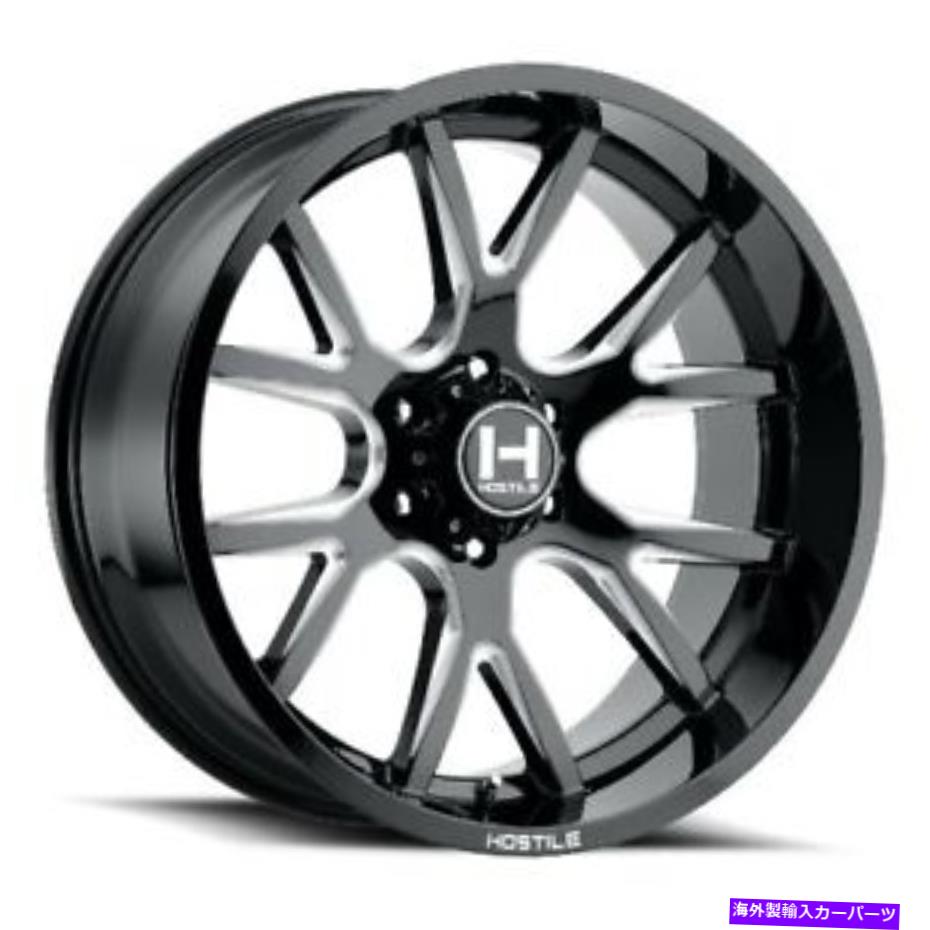 ホイール　４本セット 20x12敵対的なH113レイジブレードカット（ブラックミリング）ホイール6x135（-44mm）セット4 20x12 Hostile H113 Rage Blade Cut (Black Milled) Wheels 6x135 (-44mm) Set of 4【並行輸入品】