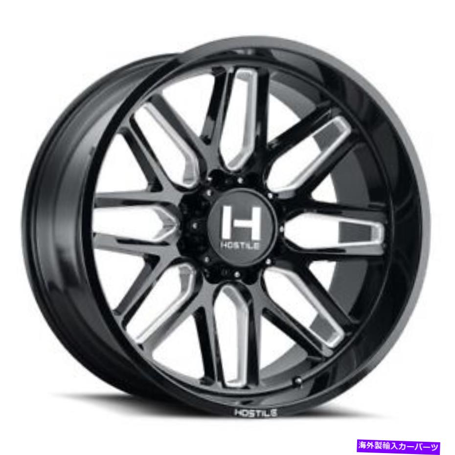 ホイール　４本セット 20x12敵対的なH120バルカンブレードカット（ブラックミリング）ホイール8x180（-44mm）セット4 20x12 Hostile H120 Vulcan Blade Cut (Black Milled) Wheels 8x180 (-44mm) Set of 4【並行輸入品】