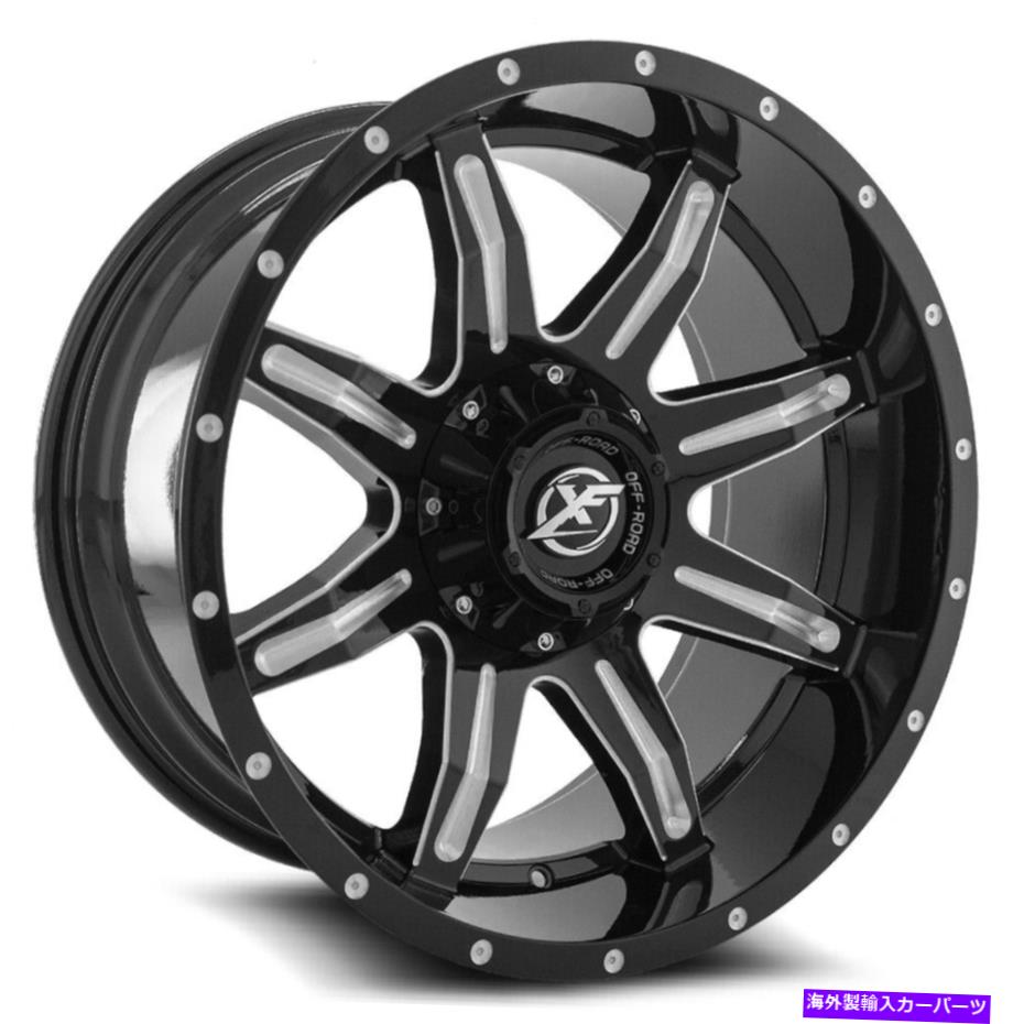 ホイール　４本セット 22x12 XFオフロードXF-215グロスブラックミリングホイール6x135/6x5.5（-44mm）セット4 22x12 XF Off-Road XF-215 Gloss Black Milled Wheels 6x135/6x5.5 (-44mm) Set of 4【並行輸入品】