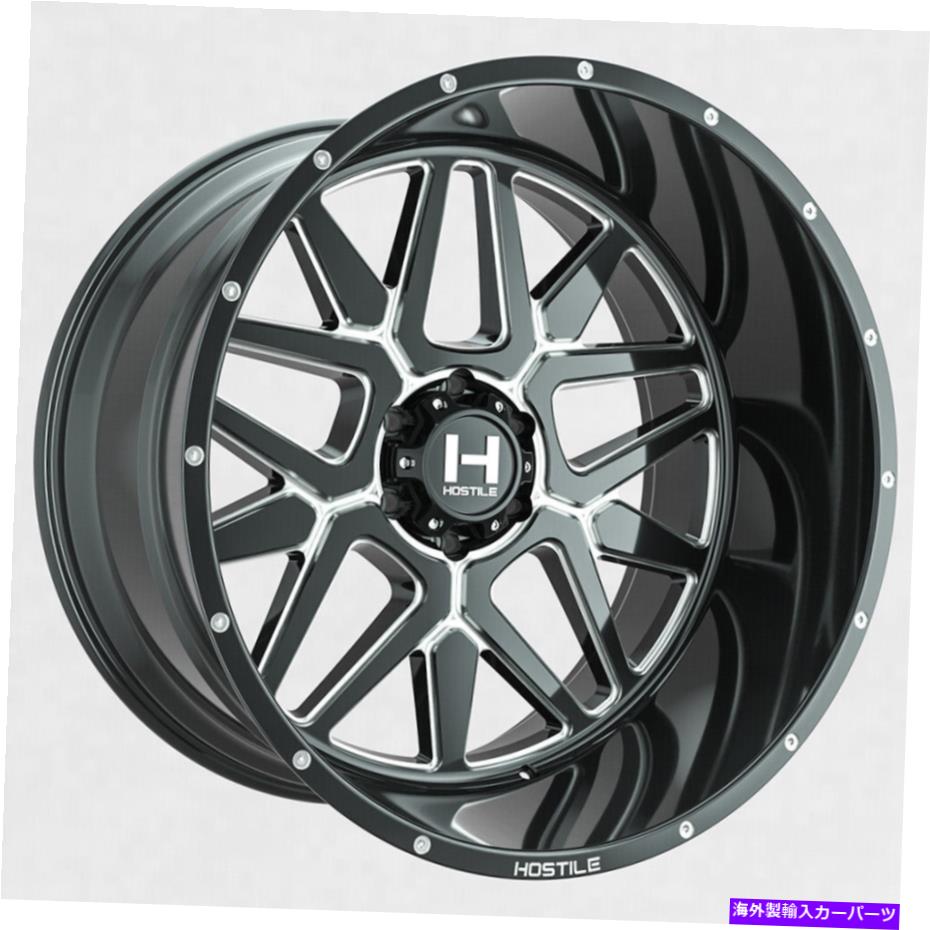ホイール　４本セット 20x12敵対的なH128ディアブロブレードカット（ブラックミリング）ホイール6x135（-44mm）セット4 20x12 Hostile H128 Diablo Blade Cut (Black Milled) Wheels 6x135 (-44mm) Set of 4【並行輸入品】