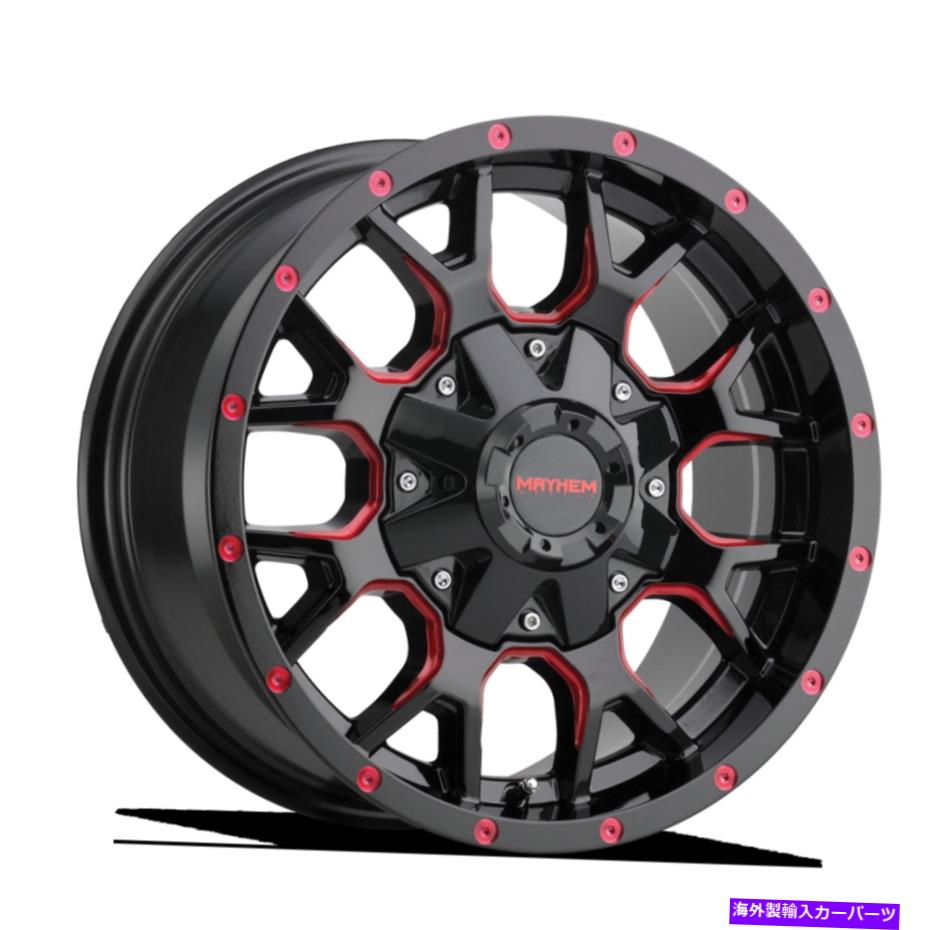 ホイール　４本セット 20x10 Mayhem Warrior Black W/Prism Red Wheels 8x6.5/8x170（-25mm）セット4 20x10 MAYHEM Warrior Black W/PRISM Red Wheels 8x6.5/8x170 (-25mm) Set of 4【並行輸入品】