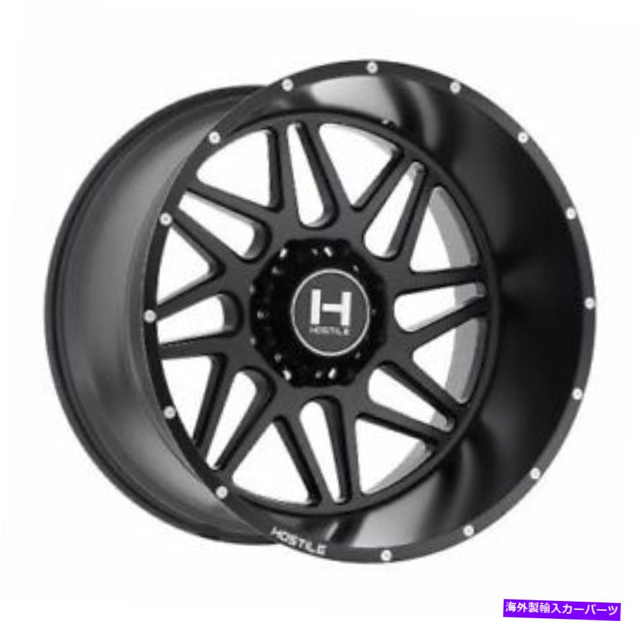 ホイール　４本セット 22x12敵対的H108スプロケットアスファルト（サテンブラック）ホイール8x6.5（-44mm）セット4 22x12 Hostile H108 Sprocket Asphalt (Satin Black) Wheels 8x6.5 (-44mm) Set of 4【並行輸入品】