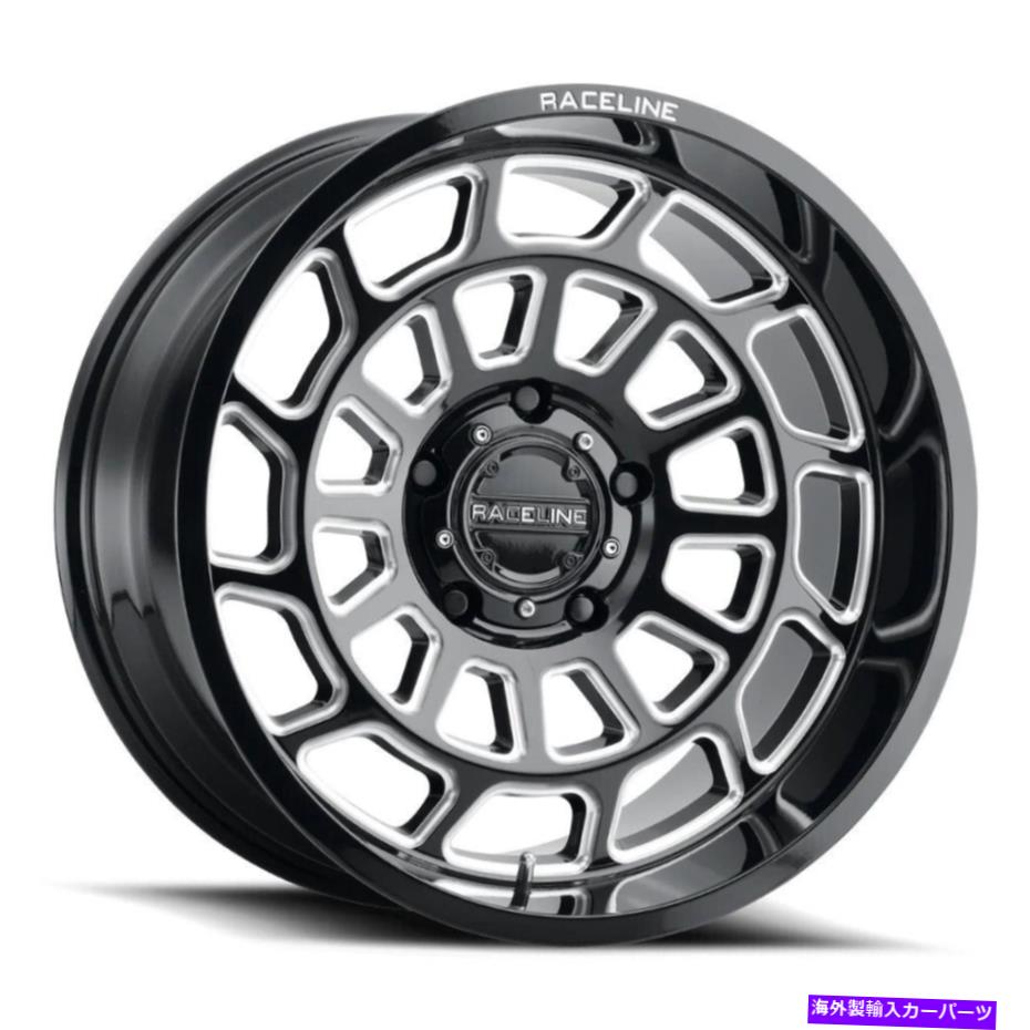 ホイール　４本セット 22x10レーシャライン955mワープグロスブラックミリングホイール8x180（-19mm）セット4セット 22x10 Raceline 955M Warp Gloss Black Milled Wheels 8x180 (-19mm) Set of 4【並行輸入品】