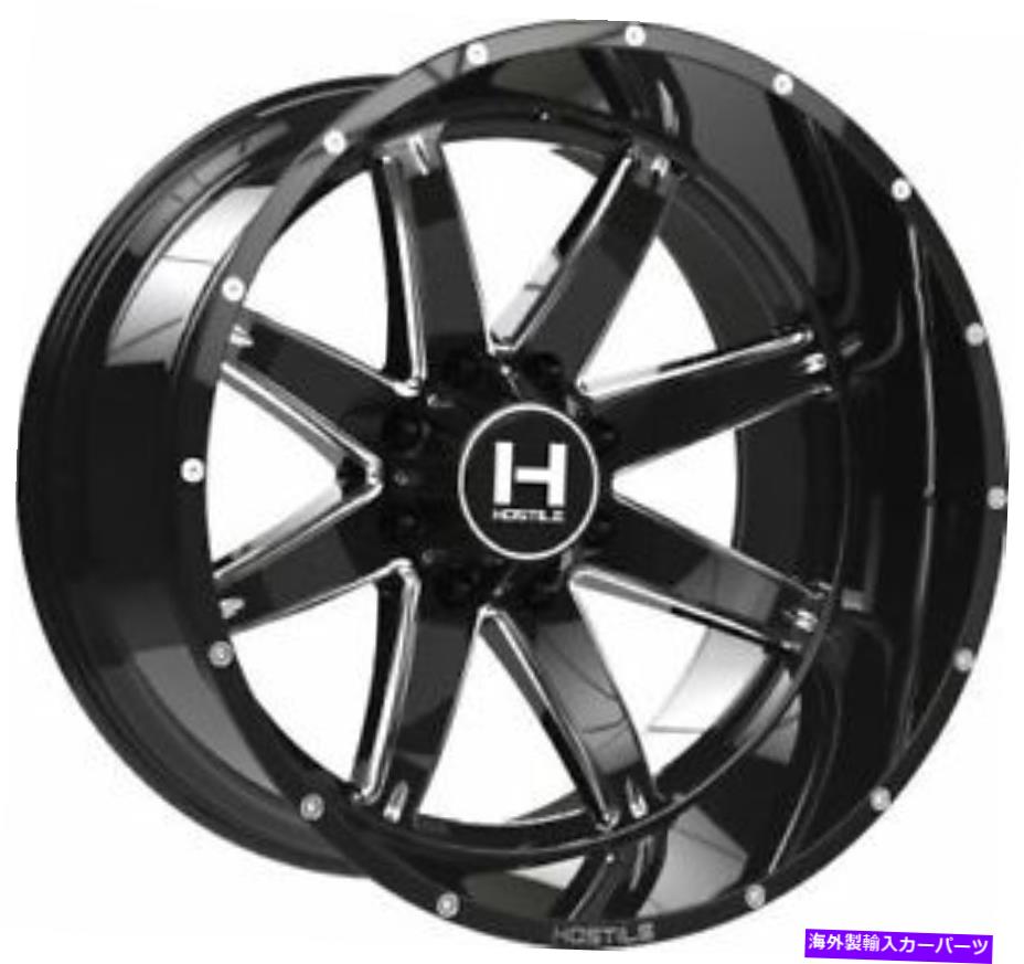 ホイール　４本セット 22x14敵対的なH109アルファブレードカット（ブラックミリング）ホイール8x180（-76mm）セット4 22x14 Hostile H109 Alpha Blade Cut (Black Milled) Wheels 8x180 (-76mm) Set of 4【並行輸入品】