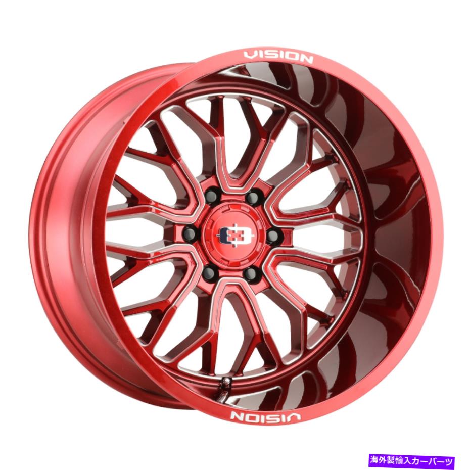 ホイール　４本セット 24x12 Vision 402 Riot Red Tint Milled Spoke Wheels 8x6.5（-51mm）セット4セット 24x12 Vision 402 Riot Red Tint Milled Spoke Wheels 8x6.5 (-51mm) Set of 4【並行輸入品】