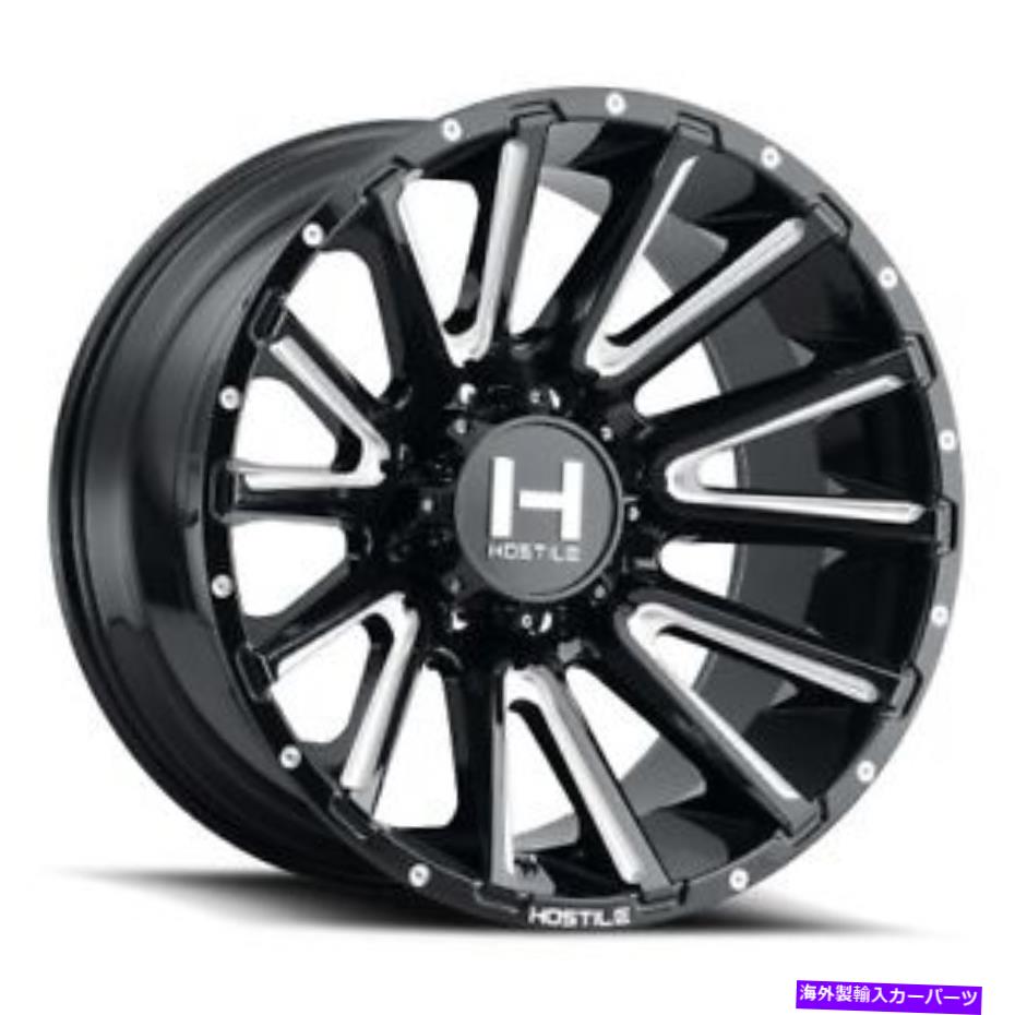 ホイール　４本セット 24x12敵対的なH123台風ブレードカット（BLKミルド）ホイール8x6.5（-44mm）セット4 24x12 Hostile H123 Typhoon Blade Cut (Blk Milled) Wheels 8x6.5 (-44mm) Set of 4【並行輸入品】