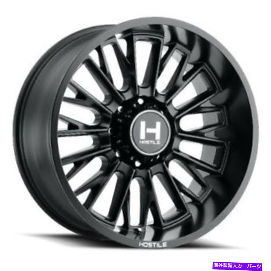 ホイール　４本セット 24x14敵対的H114フューリーアスファルト（サテンブラック）ホイール8x180（-76mm）セット4 24x14 Hostile H114 Fury Asphalt (Satin Black) Wheels 8x180 (-76mm) Set of 4【並行輸入品】