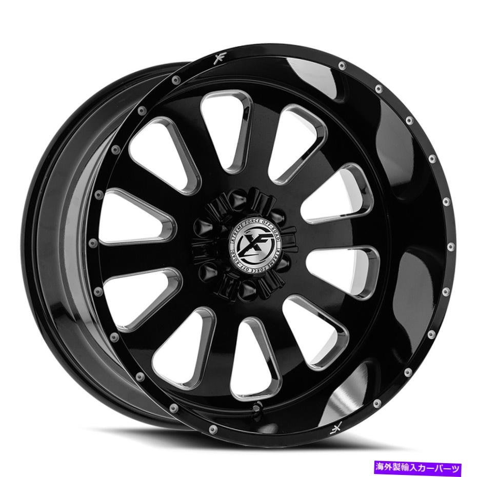ホイール　４本セット 24x12 XFXフローXFX-302グロスブラック＆ミルドホイール5x5/5x5.5（-44mm）セット4 24x12 XFX Flow XFX-302 Gloss Black & Milled Wheels 5x5/5x5.5 (-44mm) Set of 4【並行輸入品】