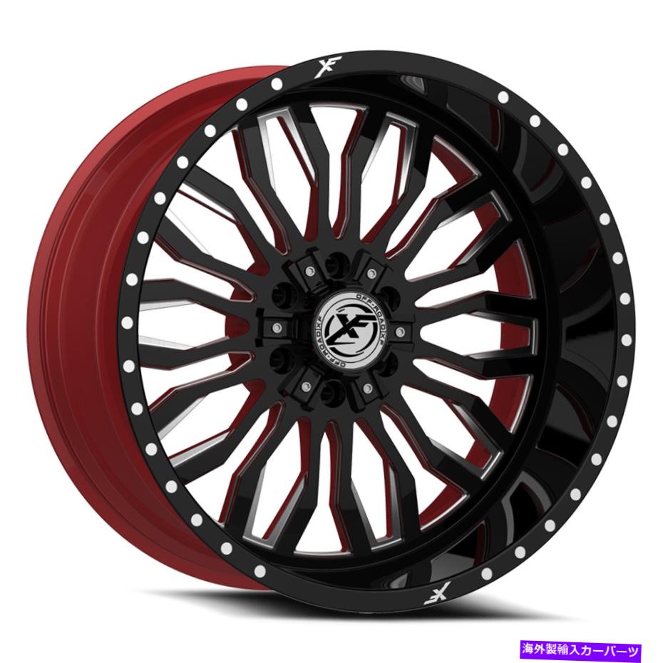 ホイール　４本セット 24x12 XFXフローXFX-305レッドホイール5x5/5x5.5（-44mm）セット4のblkミル 24x12 XFX Flow XFX-305 Blk Milled W/Red Wheels 5x5/5x5.5 (-44mm) Set of 4【並行輸入品】