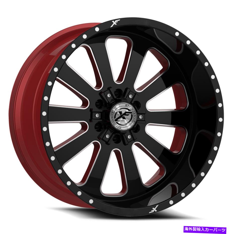 ホイール　４本セット 24x12 XFXフローXFX-302レッドホイール5x5/5x5.5（-44mm）セット4のblkミル 24x12 XFX Flow XFX-302 Blk Milled W/Red Wheels 5x5/5x5.5 (-44mm) Set of 4【並行輸入品】