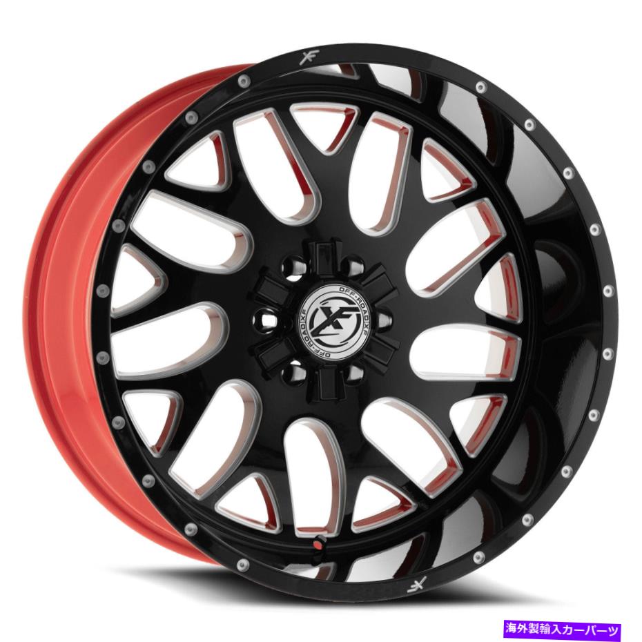 ホイール 4本セット 24x12 XFXフローXFX-301 BLK MILLED W/RED WHEELS 5x5/5x5.5(-44mm)セット4セット 24x12 XFX Flow XFX-301 Blk Milled W/Red Wheels 5x5/5x5.5 (-44mm) Set of 4【並行輸入品】