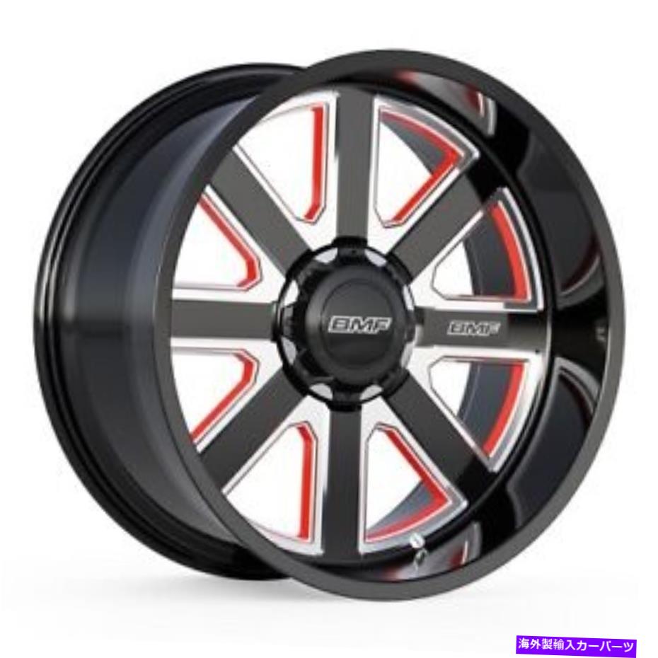 ホイール　４本セット 22x10.5 BMF HUSTLE-Rブラック＆ミルドW/レッドホイール6x5.5/6x135（-25mm）セット4 22x10.5 BMF Hustle-R Black & Milled W/Red Wheels 6x5.5/6x135 (-25mm) Set of 4【並行輸入品】