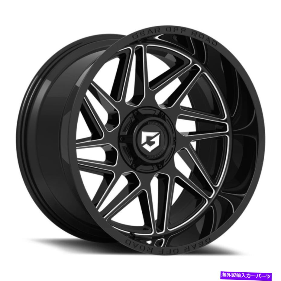 ホイール　４本セット 22x12ギアオフロード761bm比。光沢のあるブラックミリングホイール8x6.5（-44mm）セット4 22x12 Gear Off Road 761BM Ratio Gloss Black Milled Wheels 8x6.5 (-44mm) Set of 4【並行輸入品】