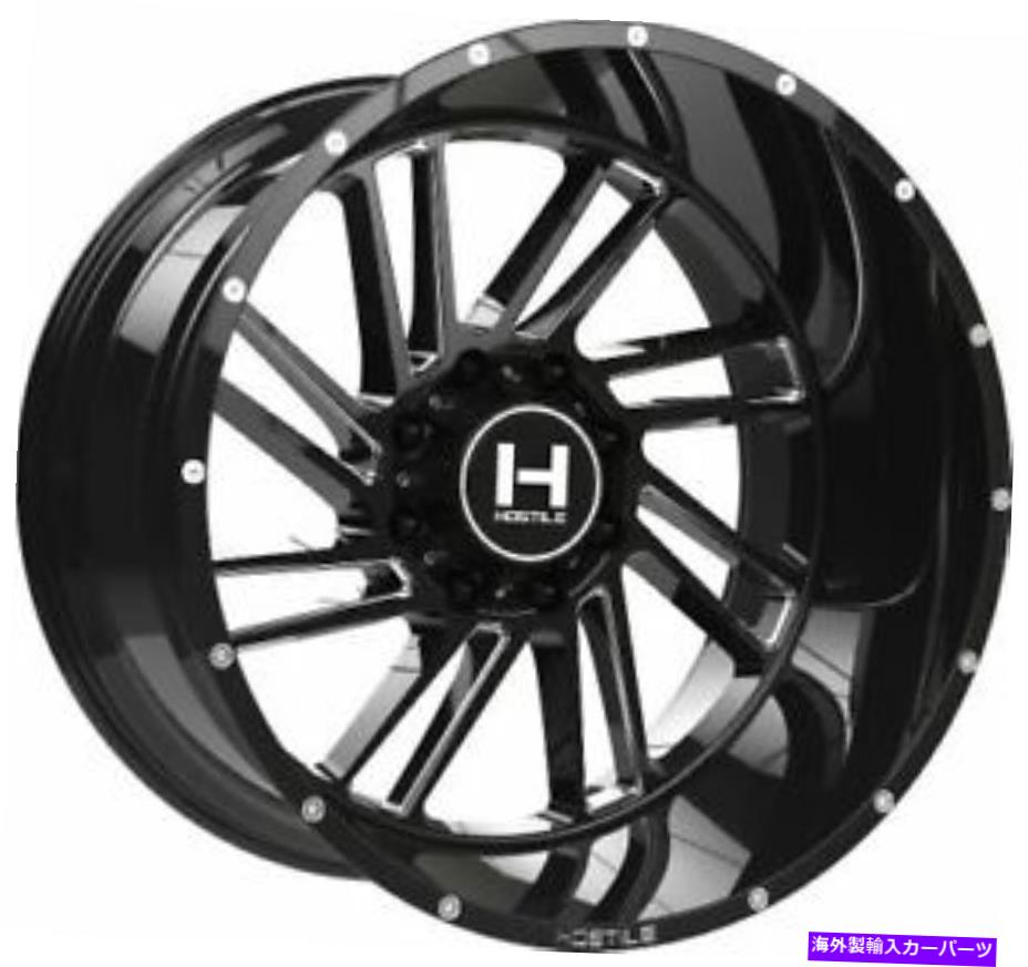 ホイール　４本セット 22x12敵対的なH110ストライカーブレードカット（BLKミルド）ホイール8x6.5（-44mm）セット4 22x12 Hostile H110 Stryker Blade Cut (Blk Milled) Wheels 8x6.5 (-44mm) Set of 4【並行輸入品】