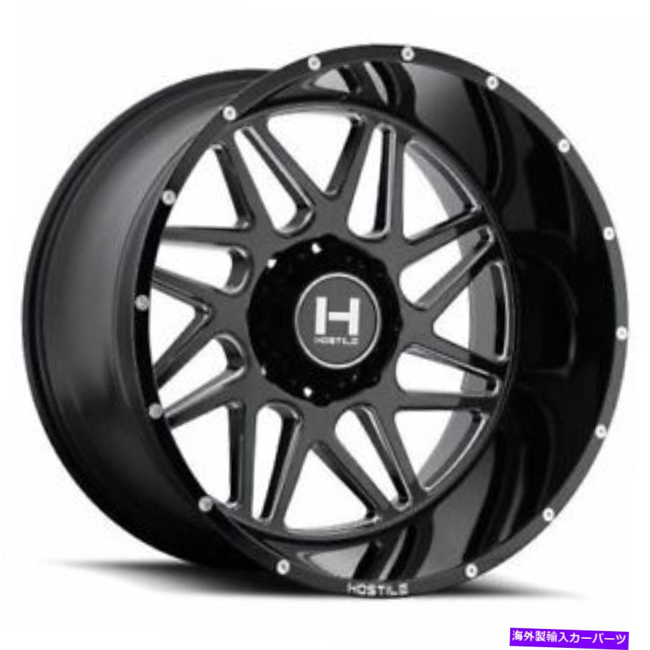 ホイール　４本セット 20x12敵対的なH108スプロケットブレードカット（BLKミルド）ホイール8x6.5（-44mm）セット4 20x12 Hostile H108 Sprocket Blade Cut (Blk Milled) Wheels 8x6.5 (-44mm) Set of 4【並行輸入品】