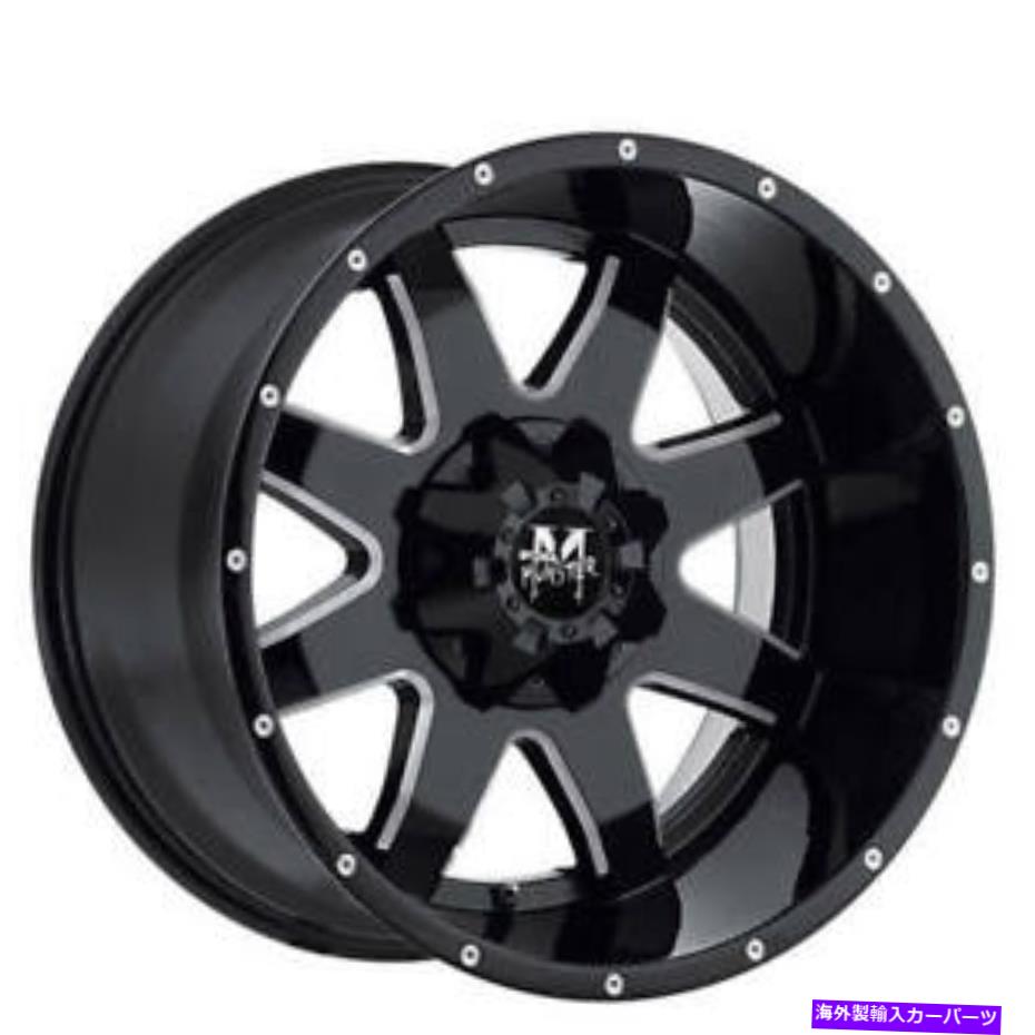 ホイール　４本セット （4）20x12オフロードモンスターホイールM08グロスブラックミリングリム（B44） (4) 20x12 Off Road Monster Wheels M08 Gloss Black Milled Rims (B44)【並行輸入品】