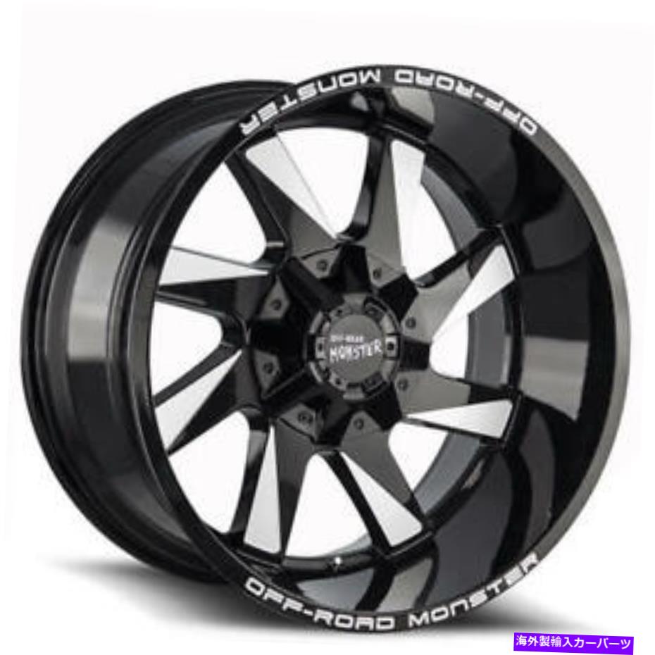 ホイール　４本セット （4）20x10オフロードモンスターホイールM80グロスブラックミリングリム（B44） (4) 20x10 Off Road Monster Wheels M80 Gloss Black Milled Rims (B44)【並行輸入品】
