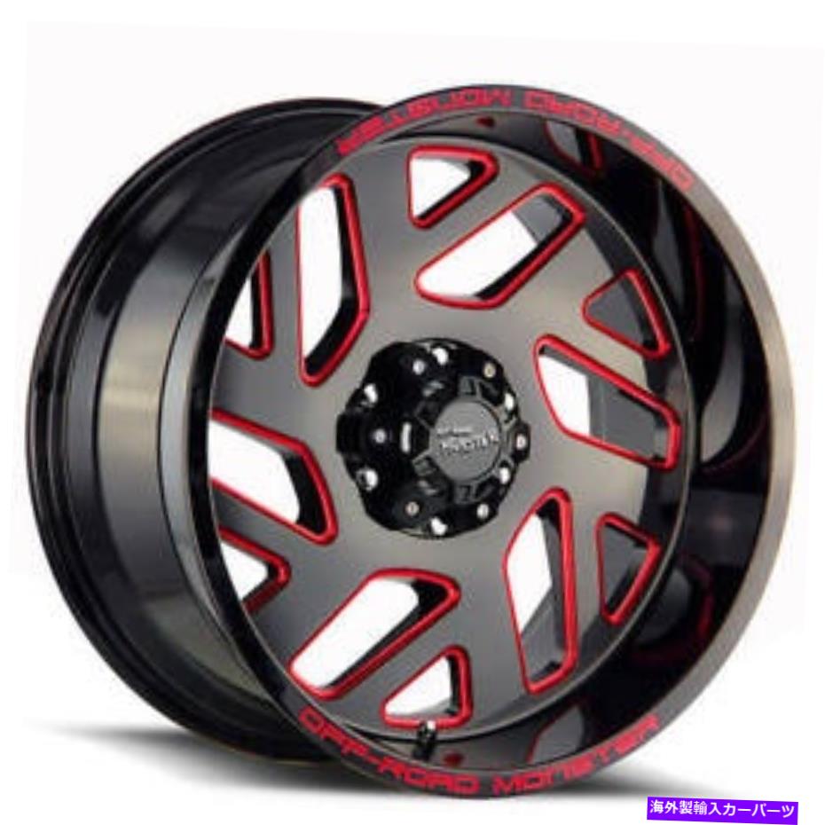 ホイール 4本セット (4)20 "オフロードモンスターホイールM19グロスブラックレッドミリングリム(B43) (4) 20" Off Road Monster Wheels M19 Gloss Black Red Milled Rims (B43)【並行輸入品】|Us Custom Parts Shop USDM