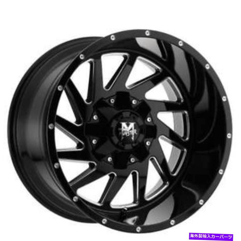 ホイール　４本セット （4）20x9オフロードモンスターホイールM12グロスブラックミリングリム（B45） (4) 20x9 Off Road Monster Wheels M12 Gloss Black Milled Rims (B45)【並行輸入品】 341,105円