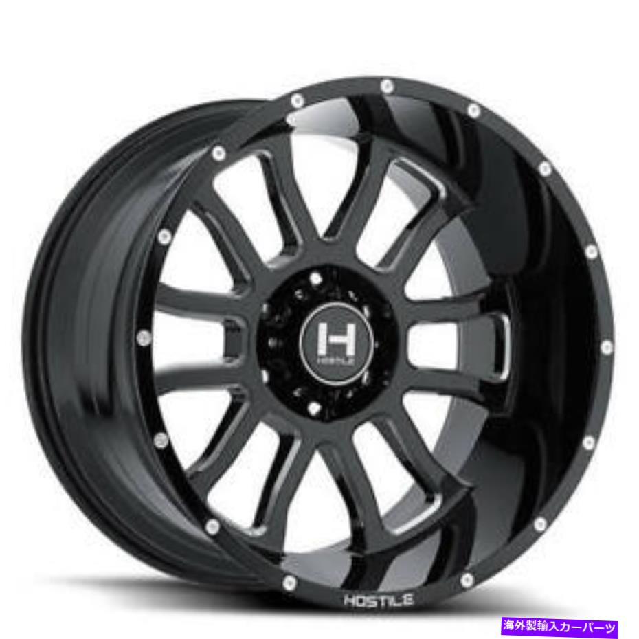 ホイール　４本セット （4）20x10敵対的なホイールガントレットブレードカット（光沢のあるブラックミリング）アクセント（B7） (4) 20x10 Hostile Wheels Gauntlet Blade Cut (Gloss Black Milled) Accents (B7)【並行輸入品】