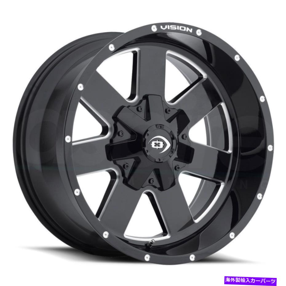 ホイール 4本セット 17x9ブラックミリングホイールビジョン411アーク6x5.5/6x139.7 -12(4のセット)106.2 17x9 Black Milled Wheels Vision 411 Arc 6x5.5/6x139.7 -12 (Set of 4) 106.2【並行輸入品】