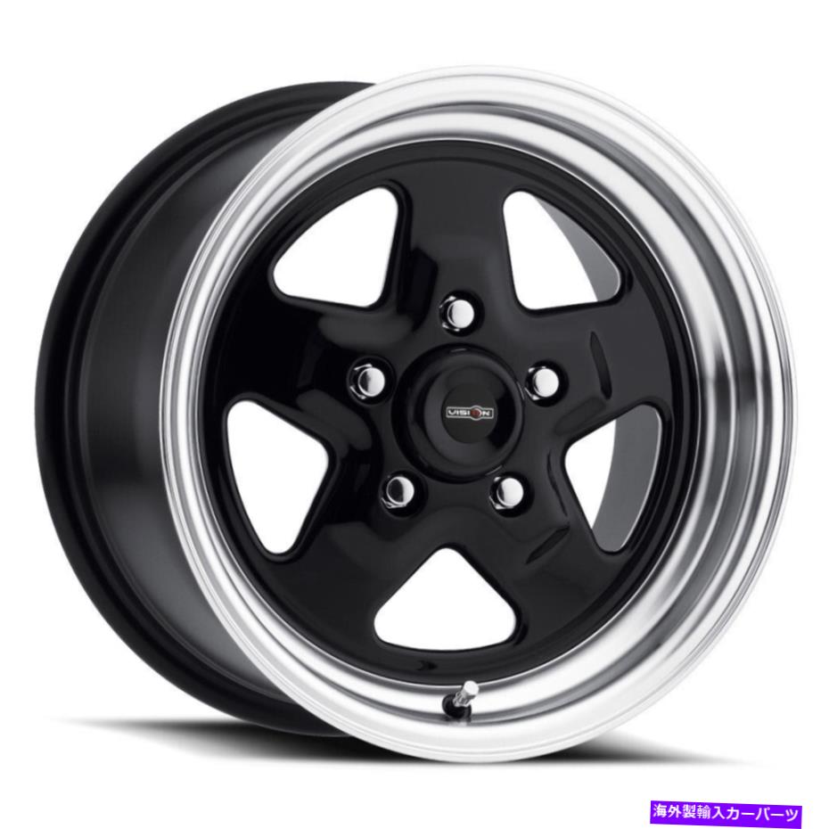ホイール　４本セット 15x8ブラック機械加工リップホイールビジョン521Hニトロ5x5/5x127 27（4のセット）83.1 15x8 Black Machined Lip Wheels Vision 521H Nitro 5x5/5x127 27 (Set of 4) 83.1【並行輸入品】