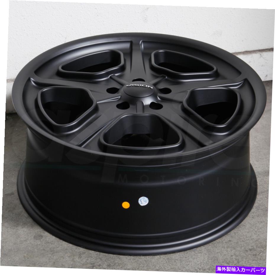 ホイール 4本セット 15x7/15x8サテンブラックホイールビジョン147デイトナ5x4.75/5x120.65 -7/0(4のセット) 15x7/15x8 Satin Black Wheels Vision 147 Daytona 5x4.75/5x120.65 -7/0 (Set of 4)【並行輸入品】