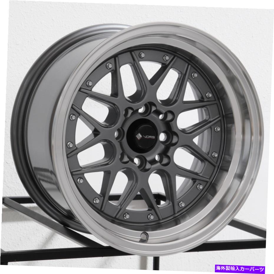 ホイール　４本セット 15x8 VORS VR7 4X108 0ガンメタルホイールリムセット（4）73.1 15x8 Vors VR7 4x108 0 Gun Metal Wheels Rims Set(4) 73.1【並行輸入品】