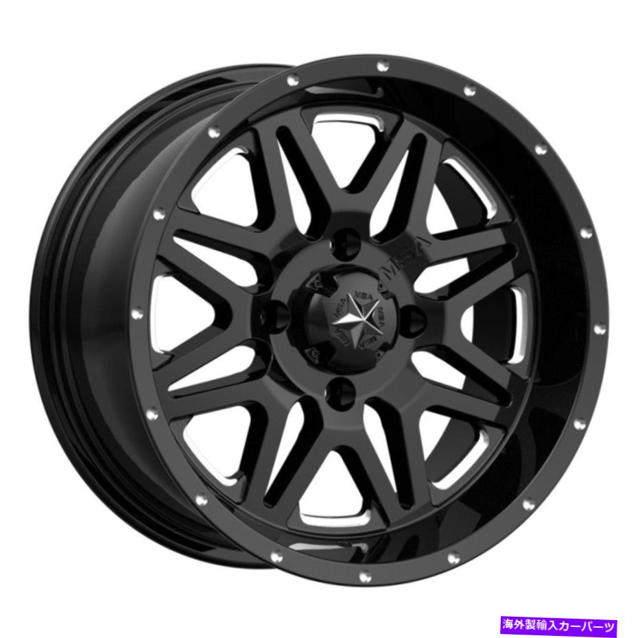 ホイール　４本セット 14x7 MSAオフロードM26バイブ4x156 0ブラックミル付きホイールリムセット（4）132 14x7 MSA Off-Road M26 Vibe 4x156 0 Black Milled Wheels Rims Set(4) 132【並行輸入品】