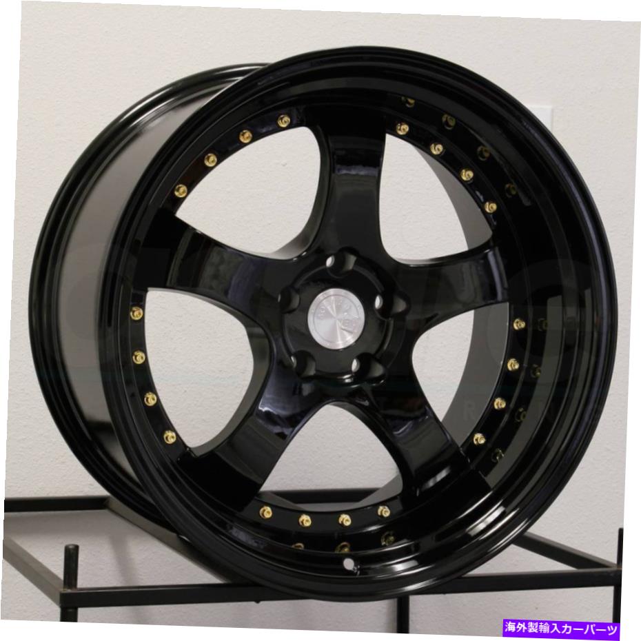 ホイール　４本セット 17x9 aodhan ah03 ah3カスタム5x120 25ブラックホイールリムセット（4）73.1 17x9 Aodhan AH03 AH3 Custom 5x120 25 Black Wheels Rims Set(4) 73.1【並行輸入品】